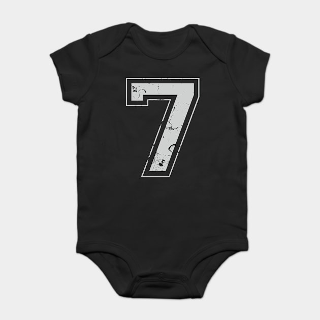 Number 7 Seven Gray Jersey Sports Athletic Player Baby Bodysuit by porcodiseno